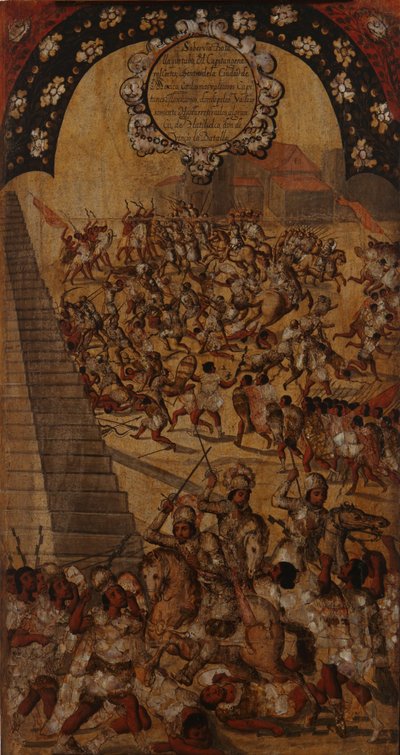 La Conquista de México. Tabla XVI de Miguel Gonzales